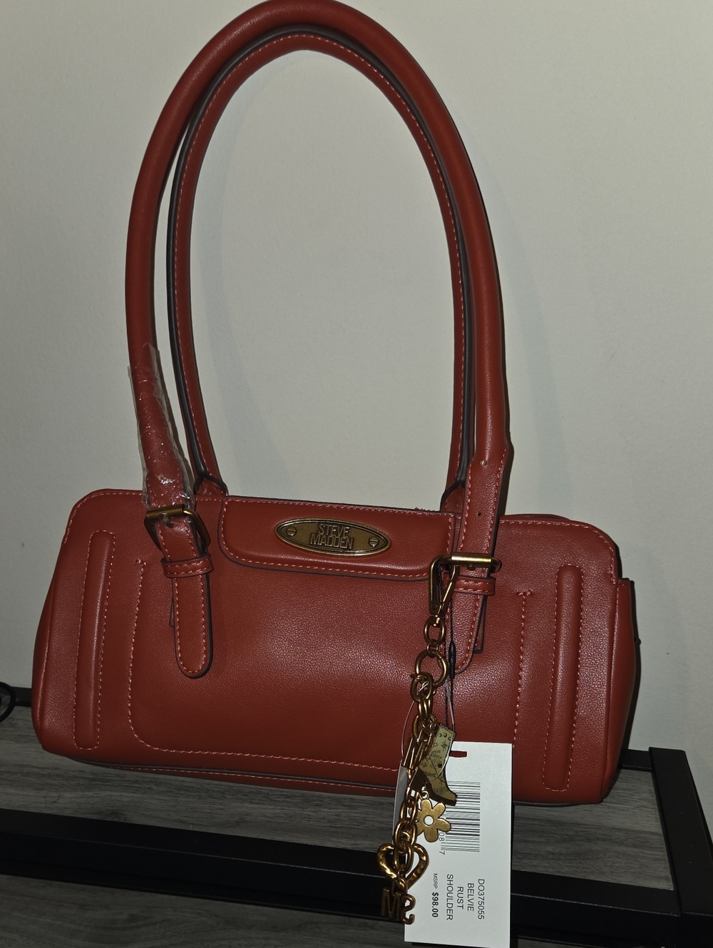 Steve Madden Brick Red Barrel Shoulder Bag
